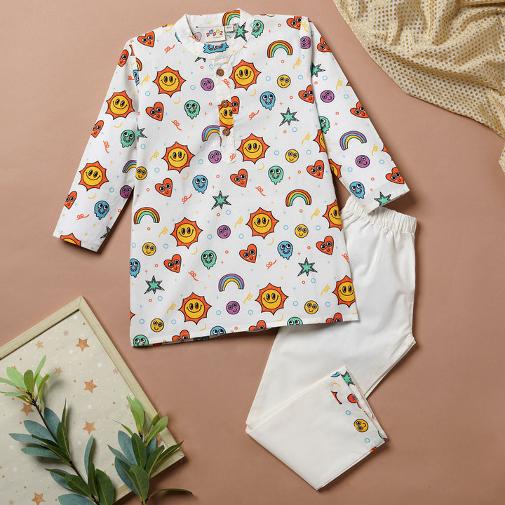 Kurta Pajama - Cute Smiley Print
