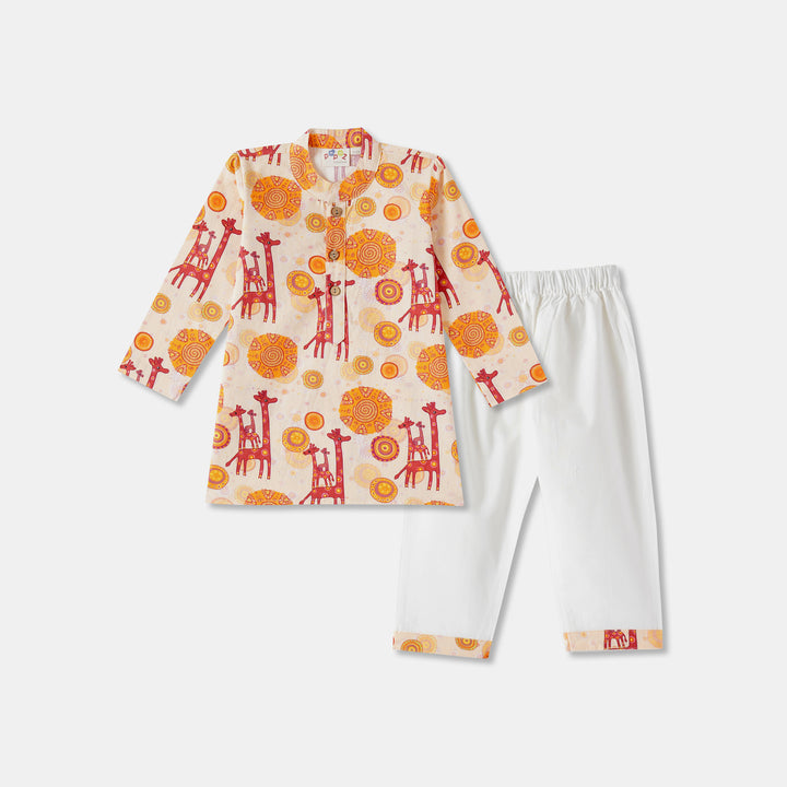 Kurta Pajama - Giraffe & Mandala Print