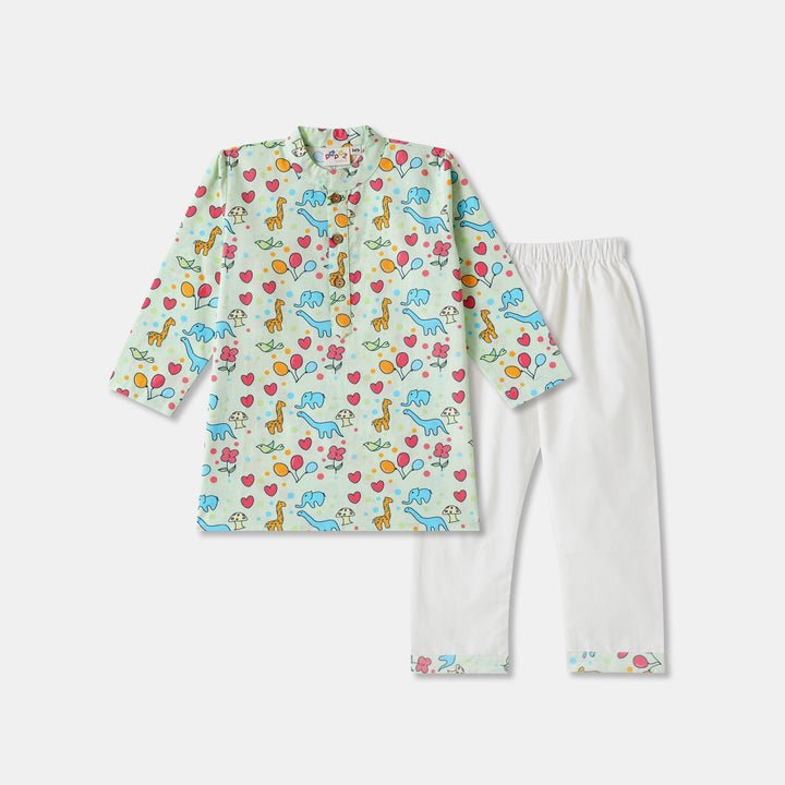 Animal World Print Kurta Pajama Set