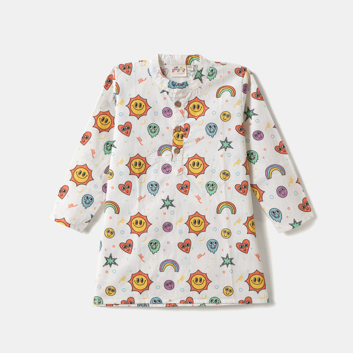 Kurta Pajama - Cute Smiley Print