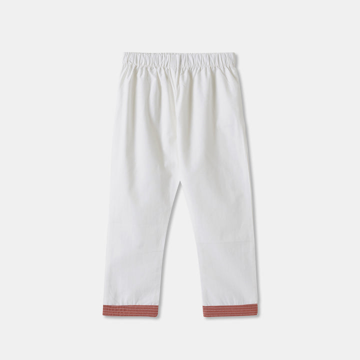 Kurta Pajama - Brown Katha Stitched Embroidered with Middle Cut