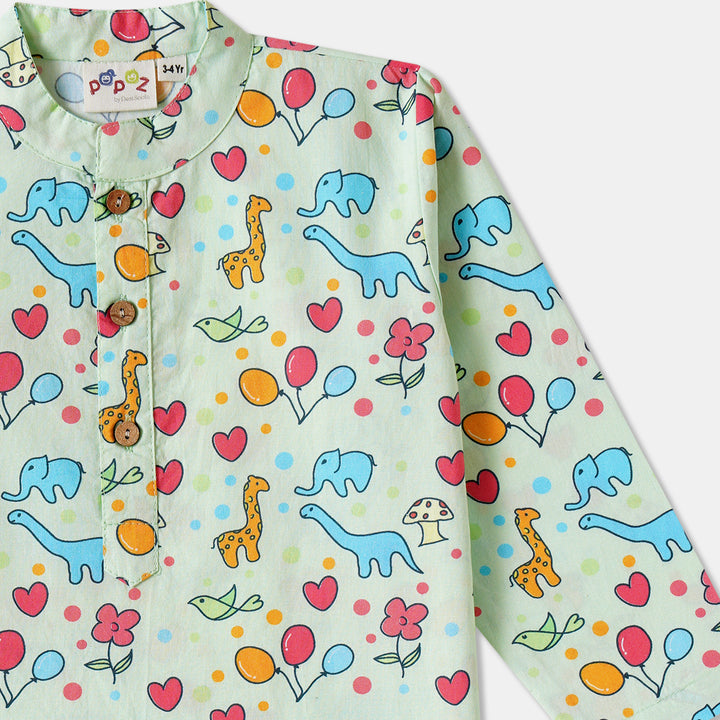 Animal World Print Kurta Pajama Set