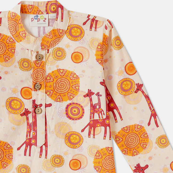 Kurta Pajama - Giraffe & Mandala Print
