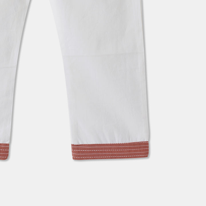 Kurta Pajama - Brown Katha Stitched Embroidered with Middle Cut