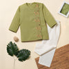 Kurta Pajama - Green Embroidered with side cut
