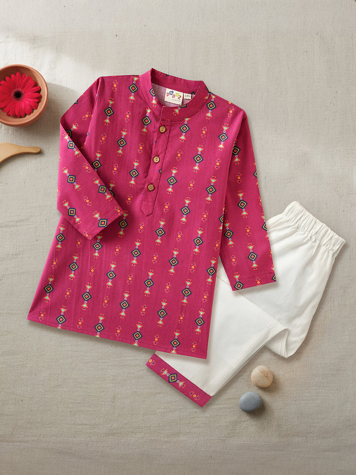 Magenta Tribal Motif Print