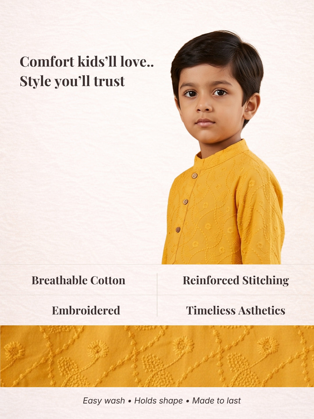 Yellow Schiffli Embroidered Kurta Pajama