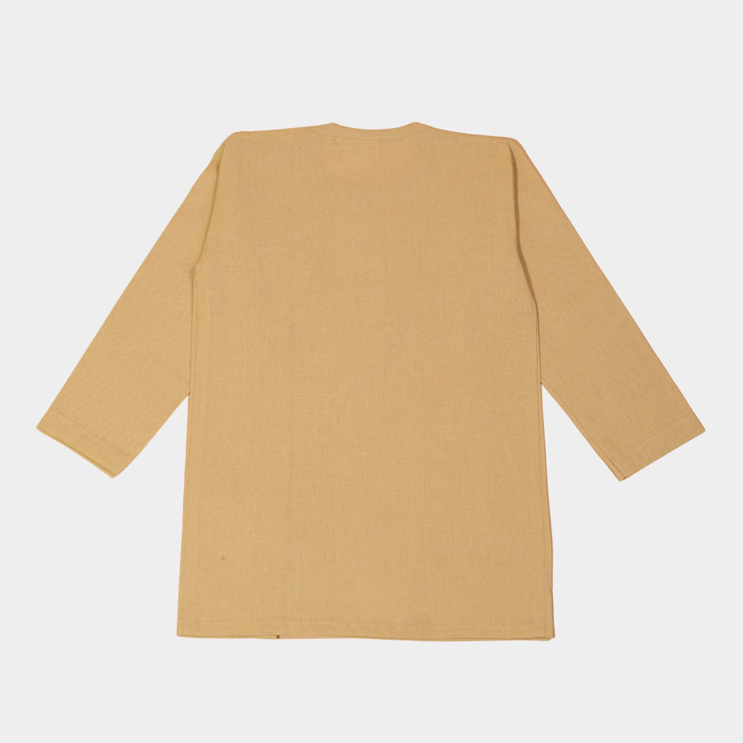 Kurta Pajama - Beige Embroidered with side cut