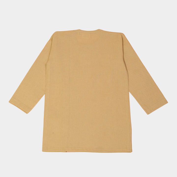 Kurta Pajama - Beige Embroidered with side cut