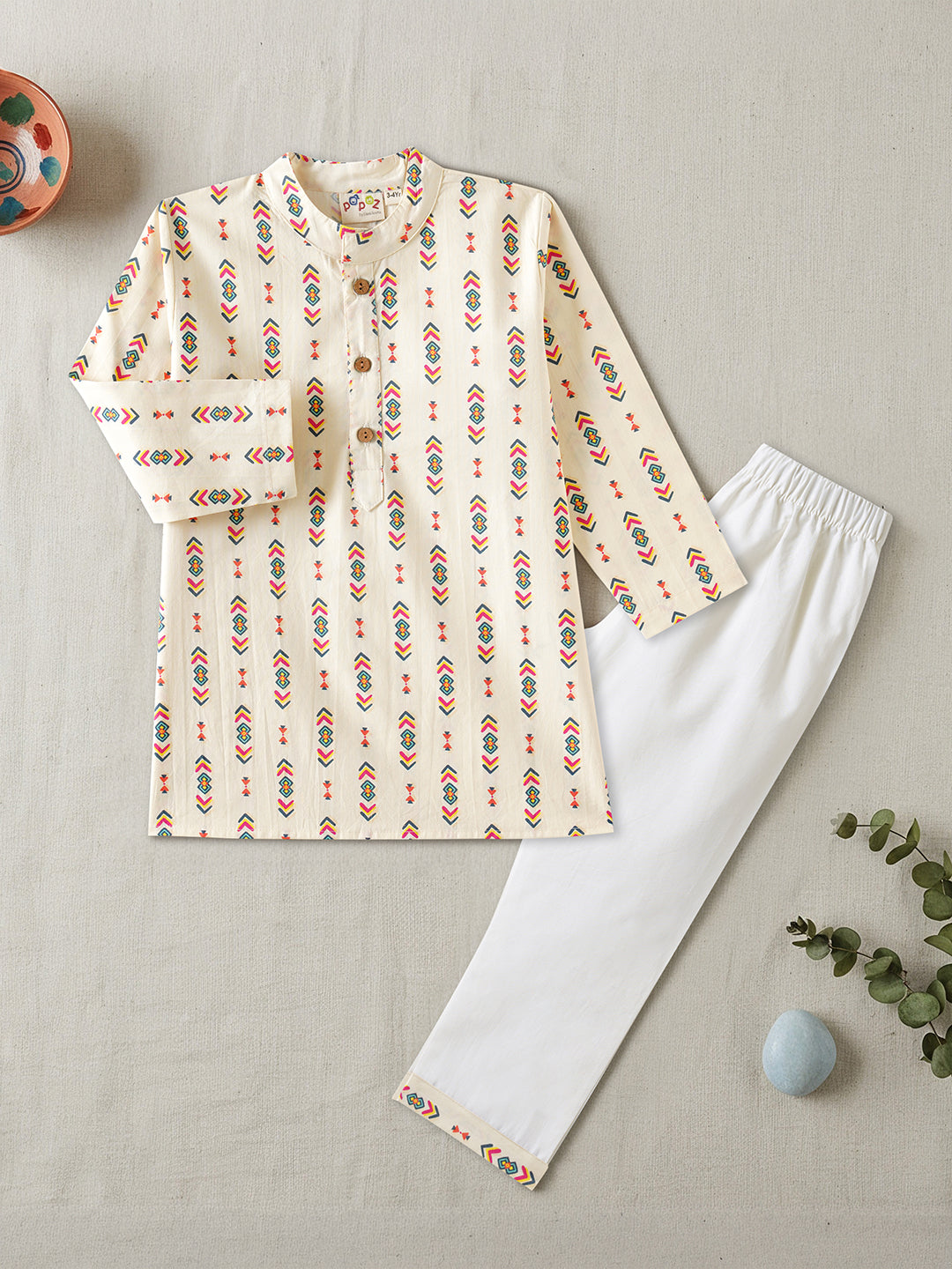 Ivory Tribal Motif Print