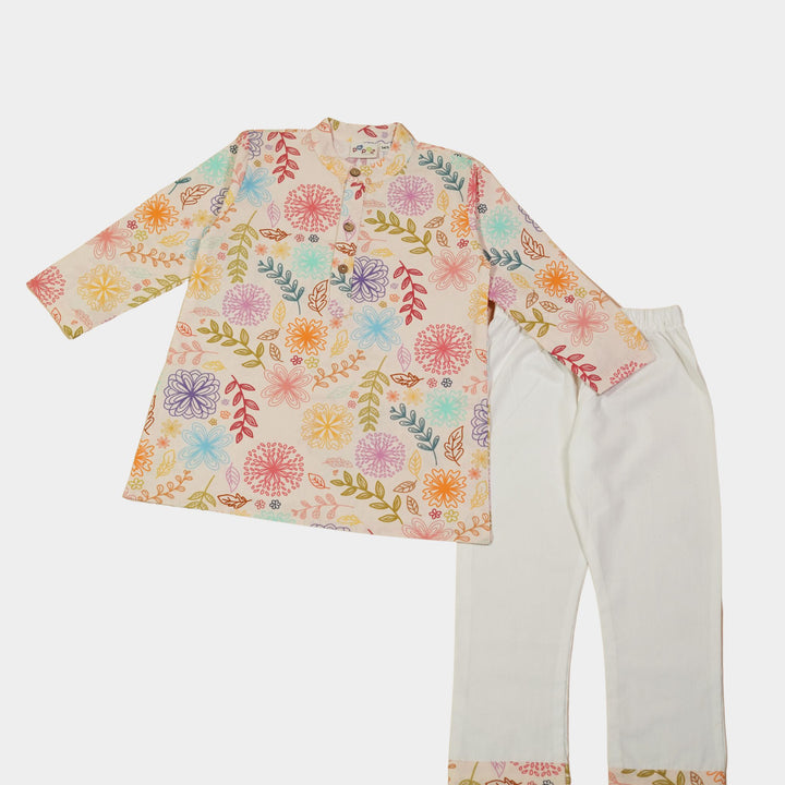 Multicolor Floral Print Kurta Pajama Set