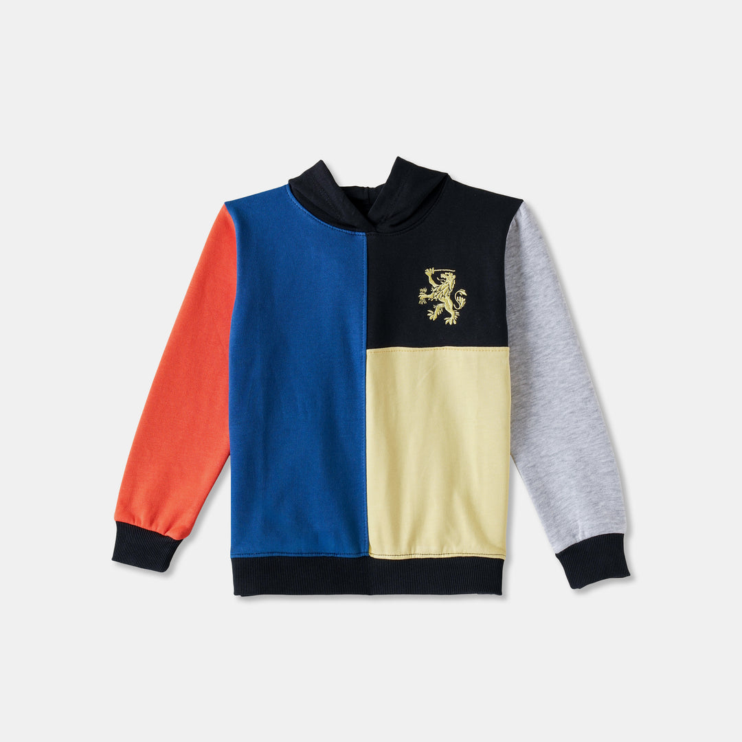 Blue/Black Color-Block Hoodie for Boys