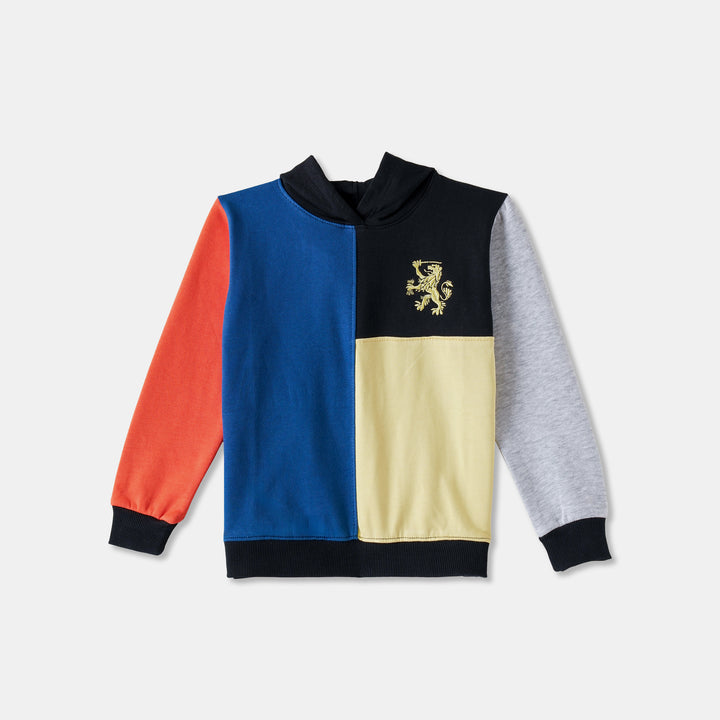 Blue/Black Color-Block Hoodie for Boys
