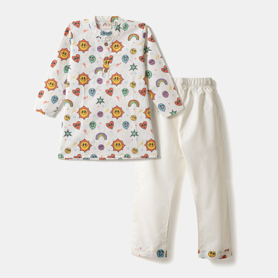 Kurta Pajama - Cute Smiley Print