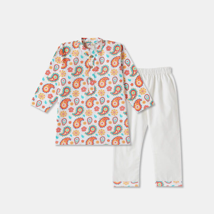 Floral Paisley Print Kurta Pajama Set