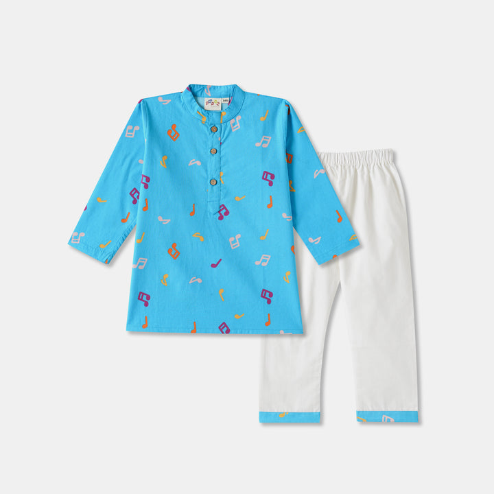 Musical Notes Print Kurta Pajama Set