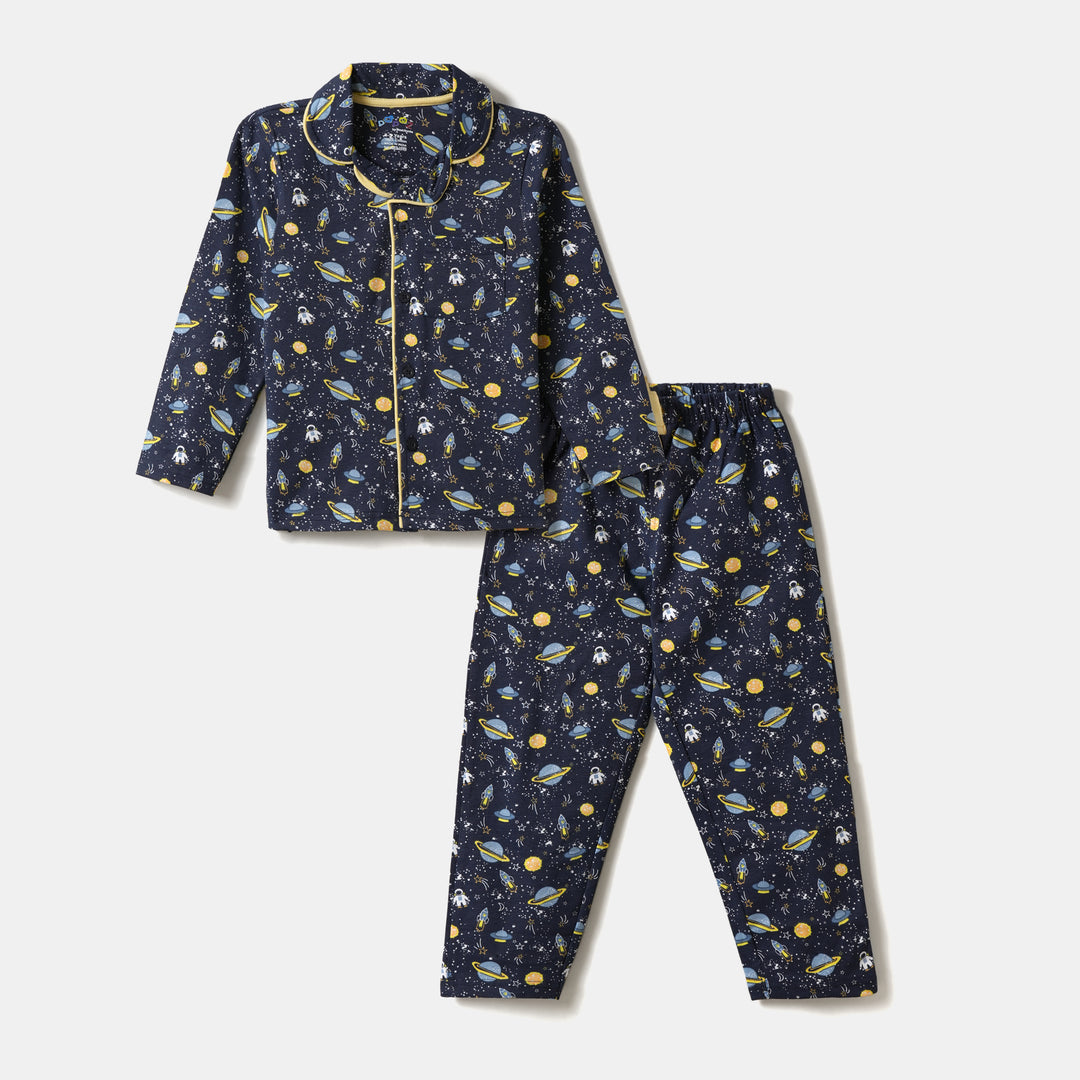 Navy Blue Night Suit with Space Print