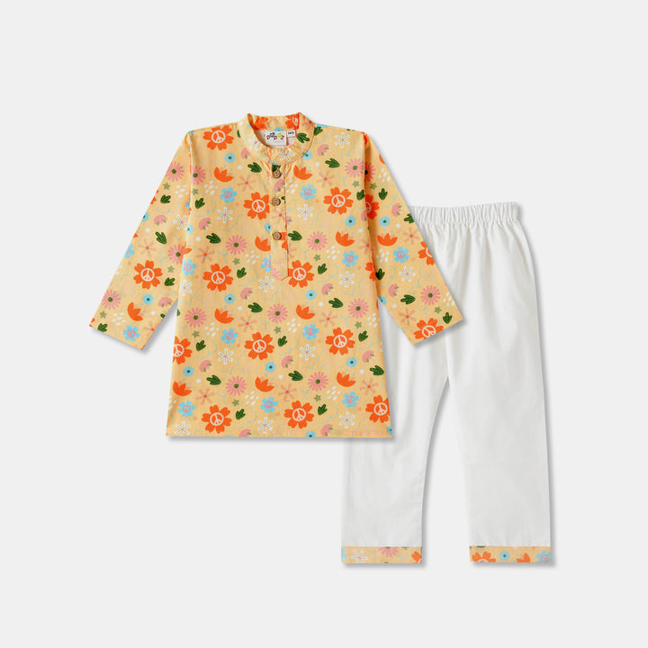 Floral Garden Print Kurta Pajama Set