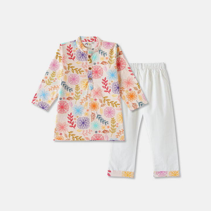 Multicolor Floral Print Kurta Pajama Set