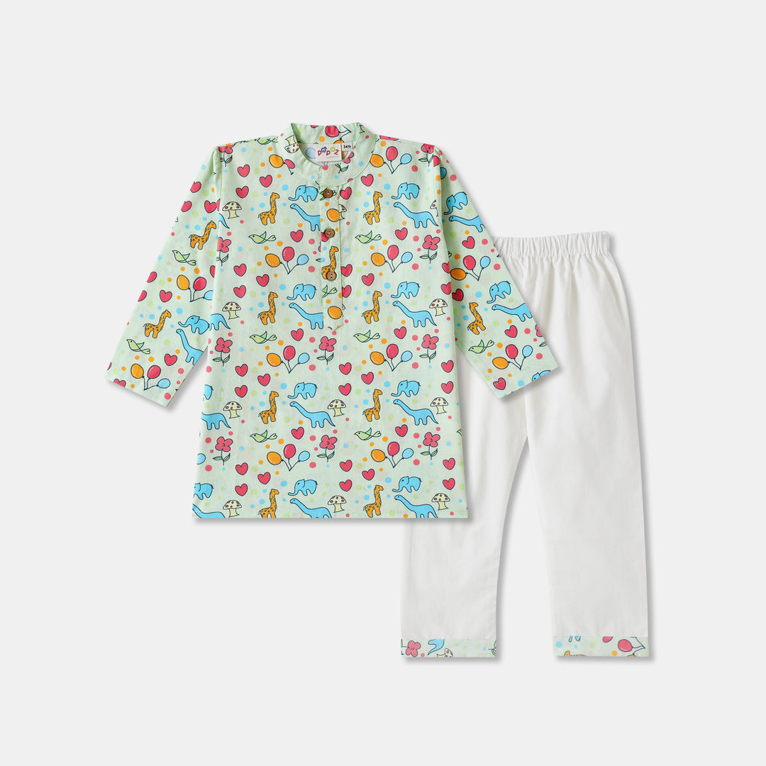 Animal World Print Kurta Pajama Set