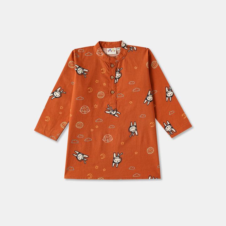 Planet & Astrounaut Print Kurta Pajama Set