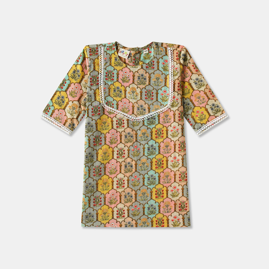 Multicolor Floral Kurti Pajama & Dupatta