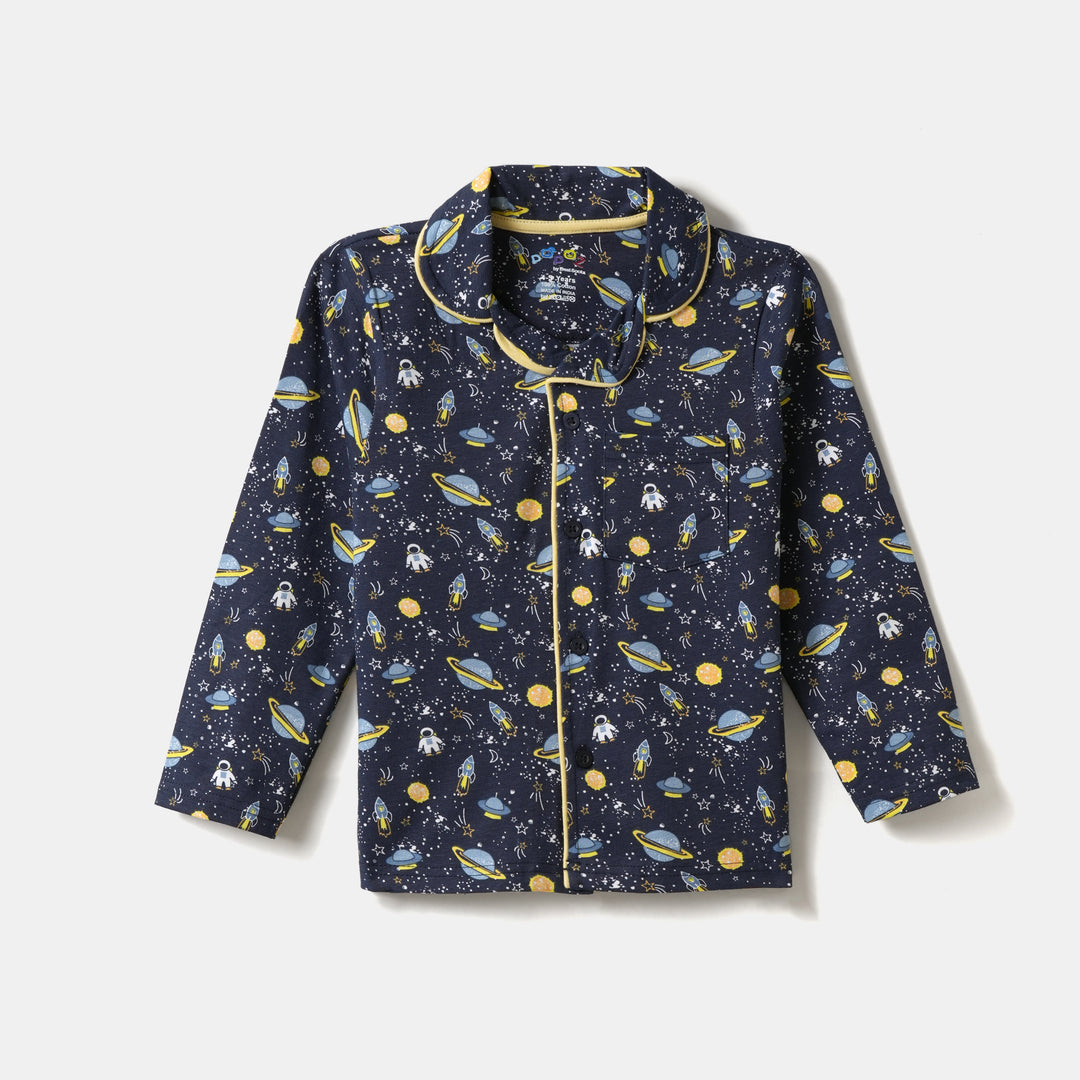 Navy Blue Night Suit with Space Print