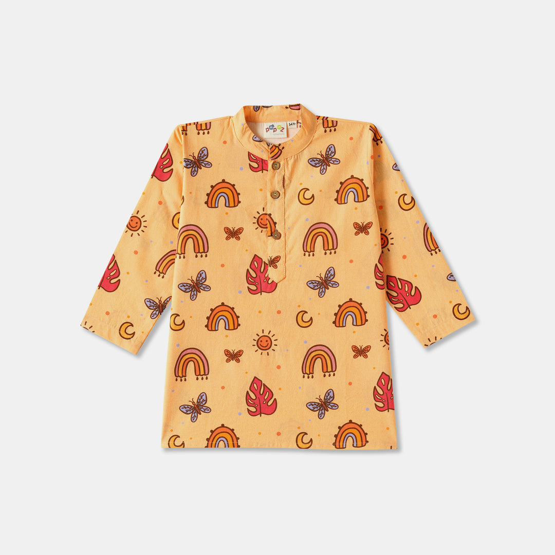Rainbow & Butterfly Print Kurta Pajama Set