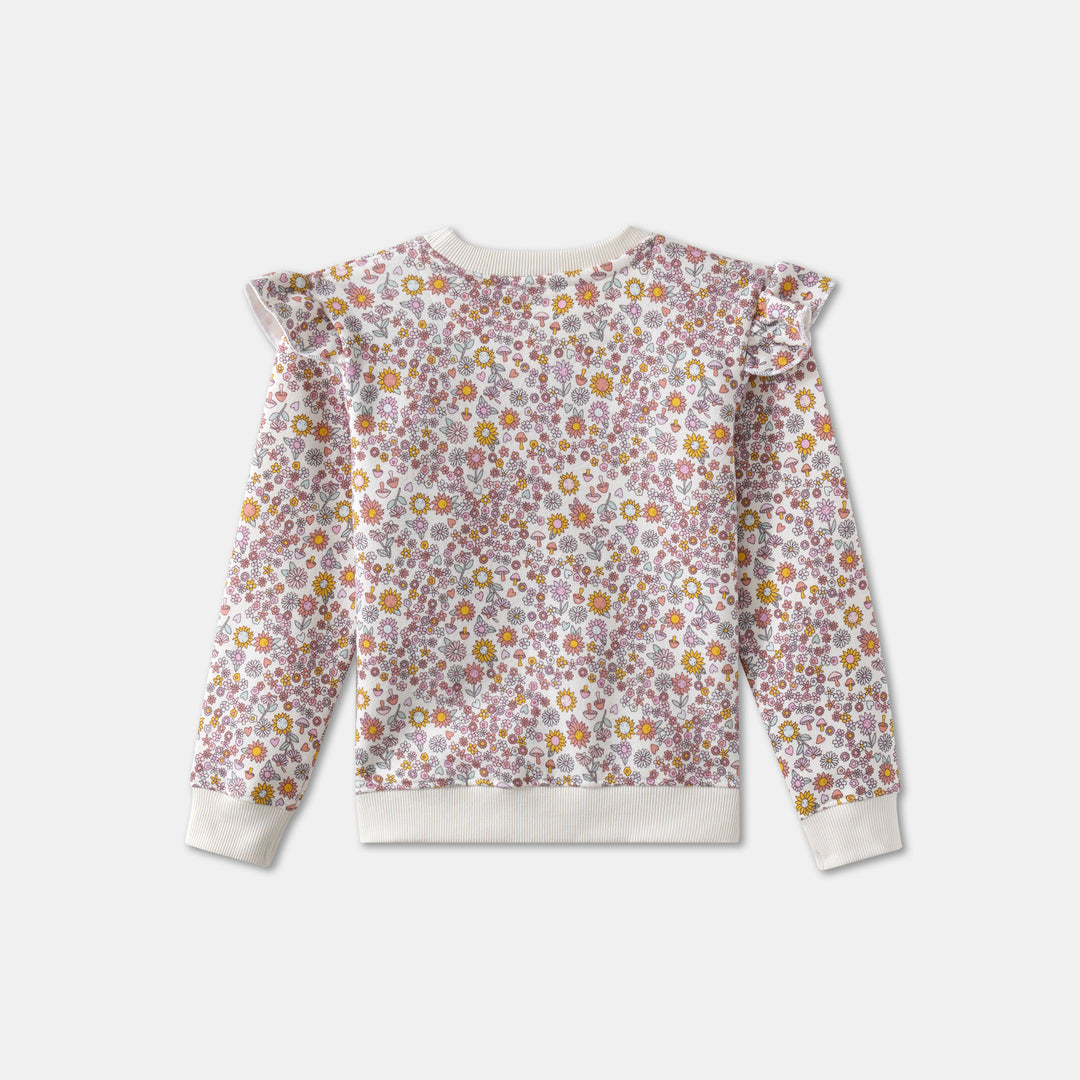 Charming Floral Ruffle Sweatshirt