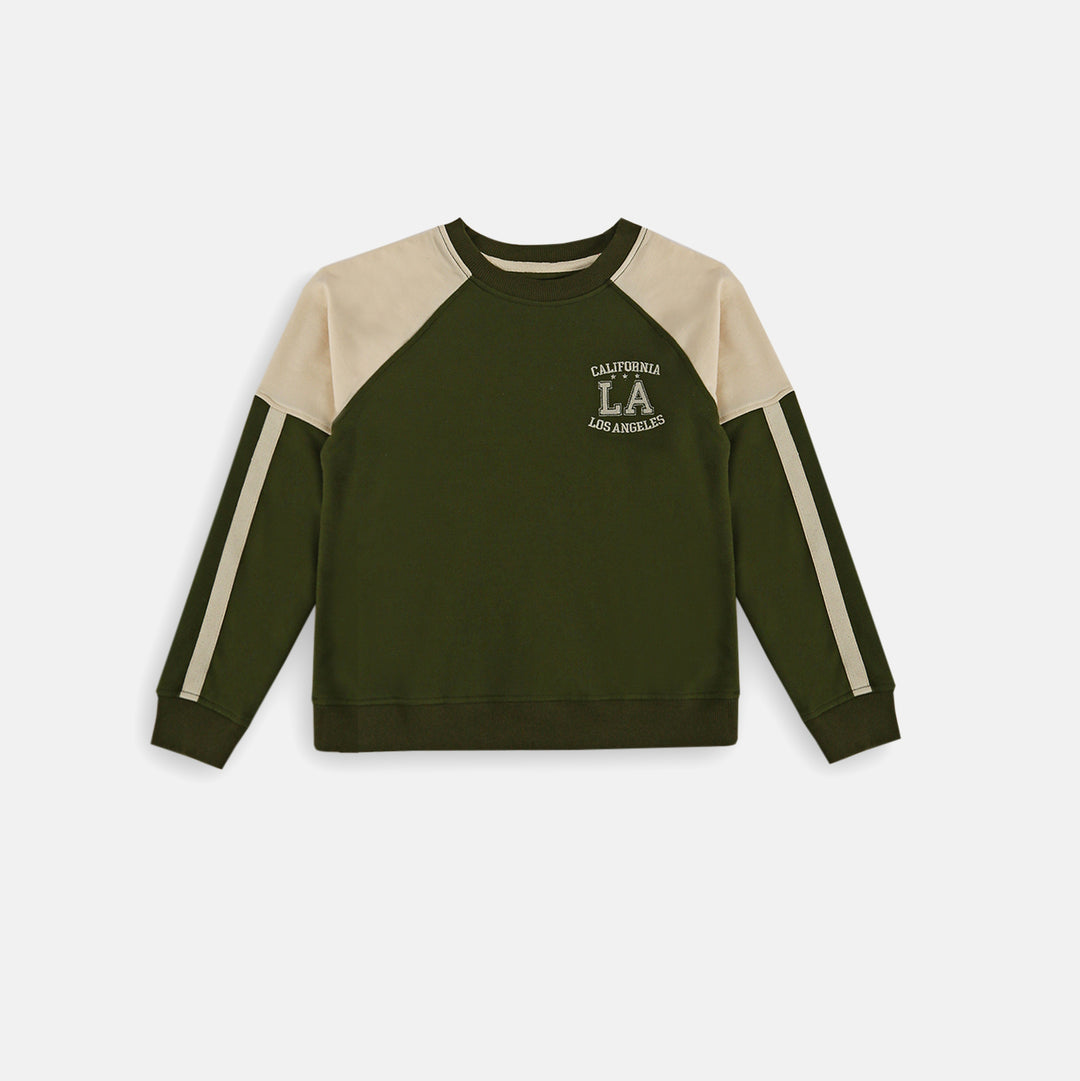 Olive Green Boys Sweatshirt - Trendy & Comfortable