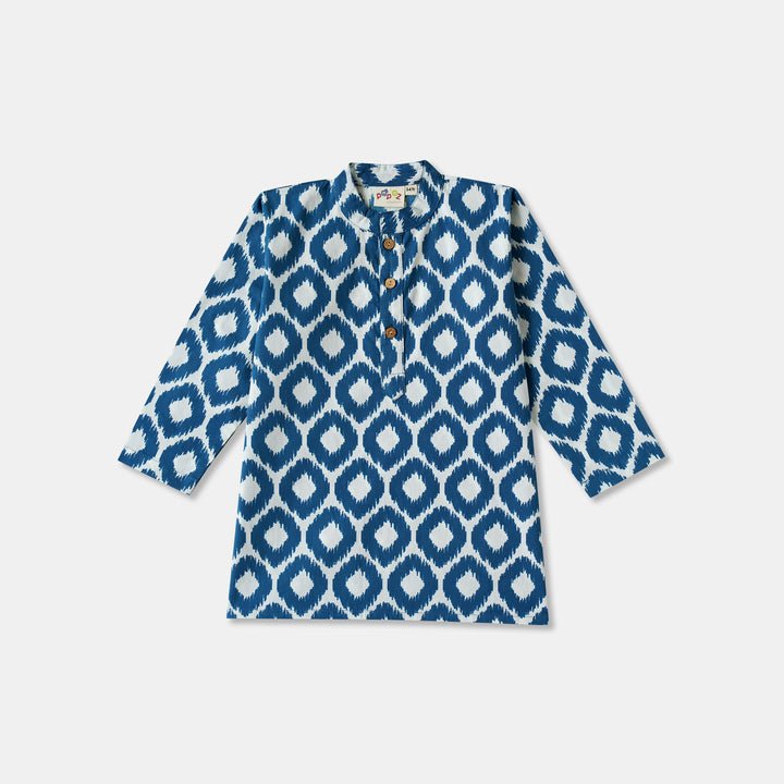 Blue Ikat Kurta Pajama Set