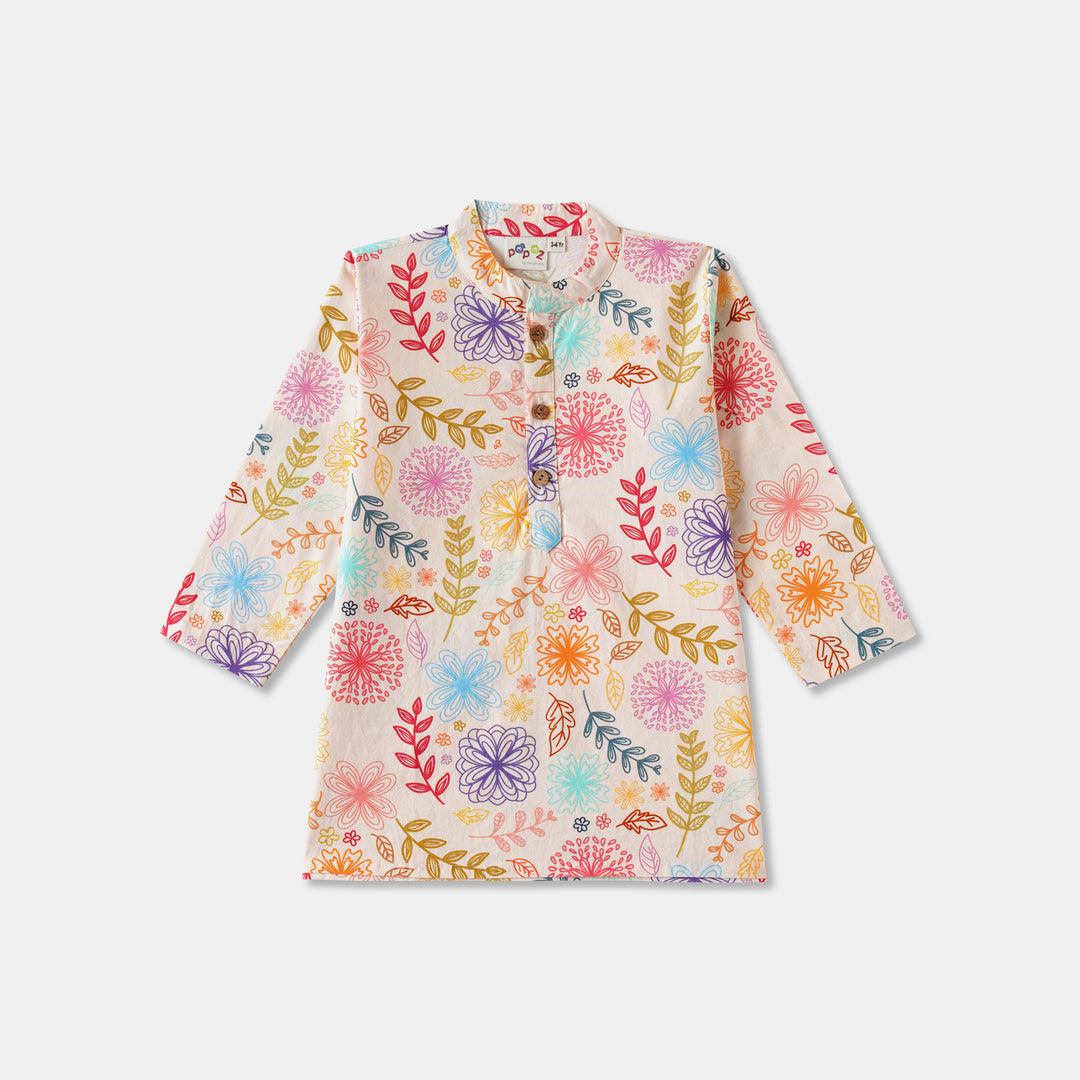 Multicolor Floral Print Kurta Pajama Set