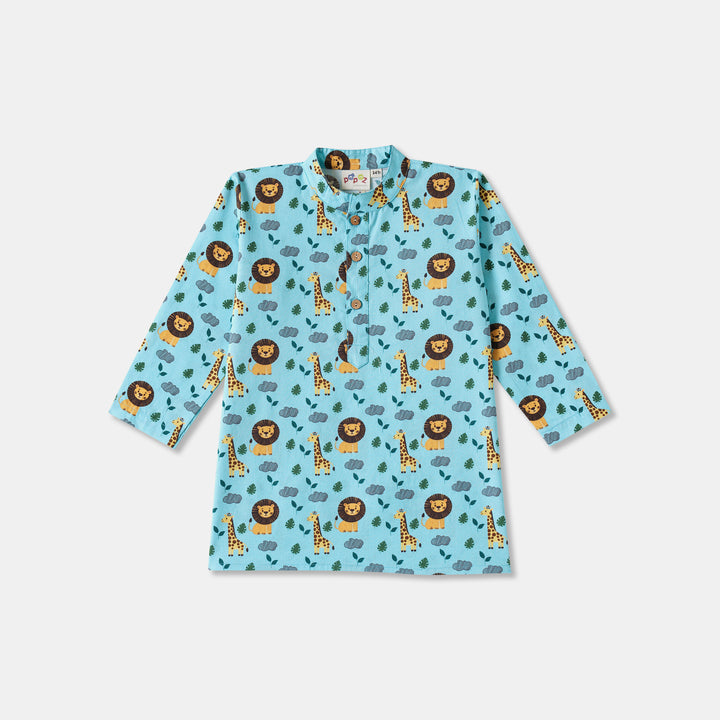 Lion & Giraffe Print Kurta Pajama Set