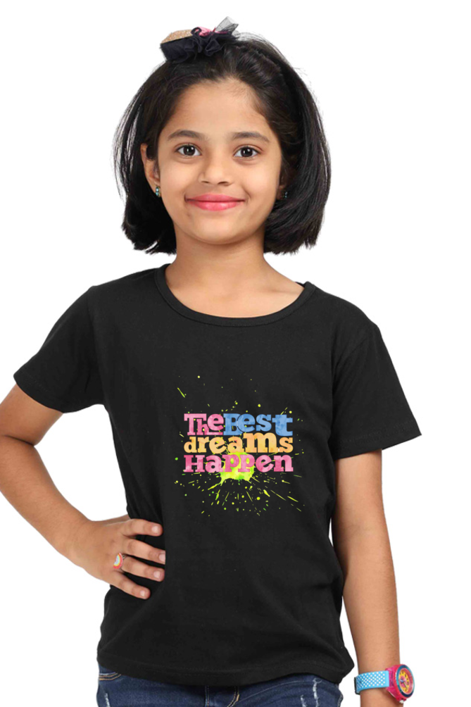 Girl Best Dreams Happen Printed Tees