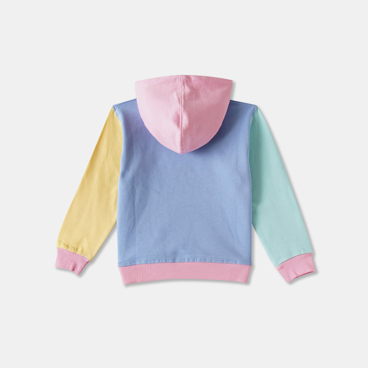 Pink Pastel Color-Block Hoodie for Girls