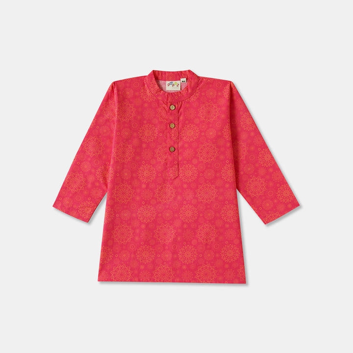 Pink Floral Mandala Motif Print Kurta Pajama Set