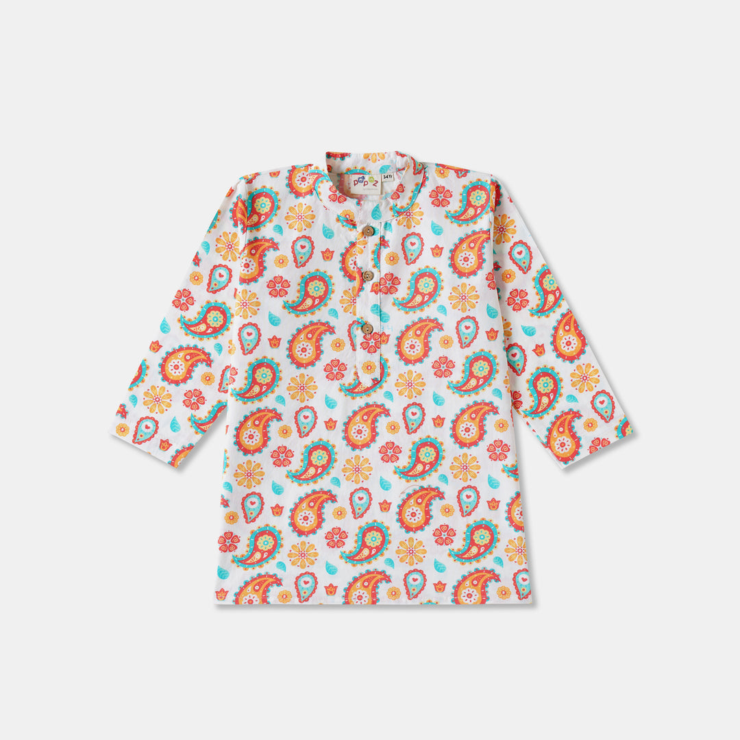 Floral Paisley Print Kurta Pajama Set