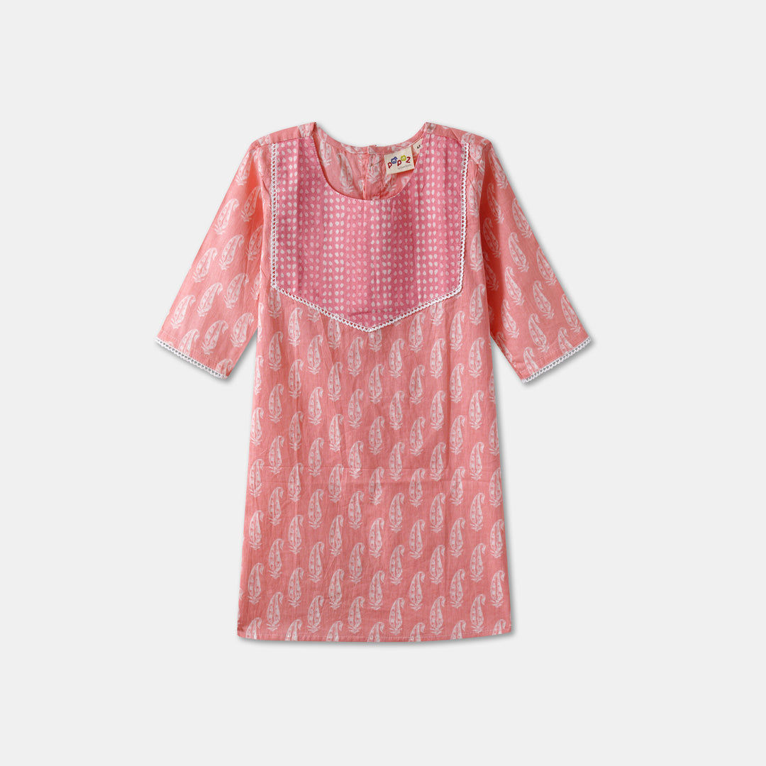 Girls Pink Kurti and Pajama with Dupatta