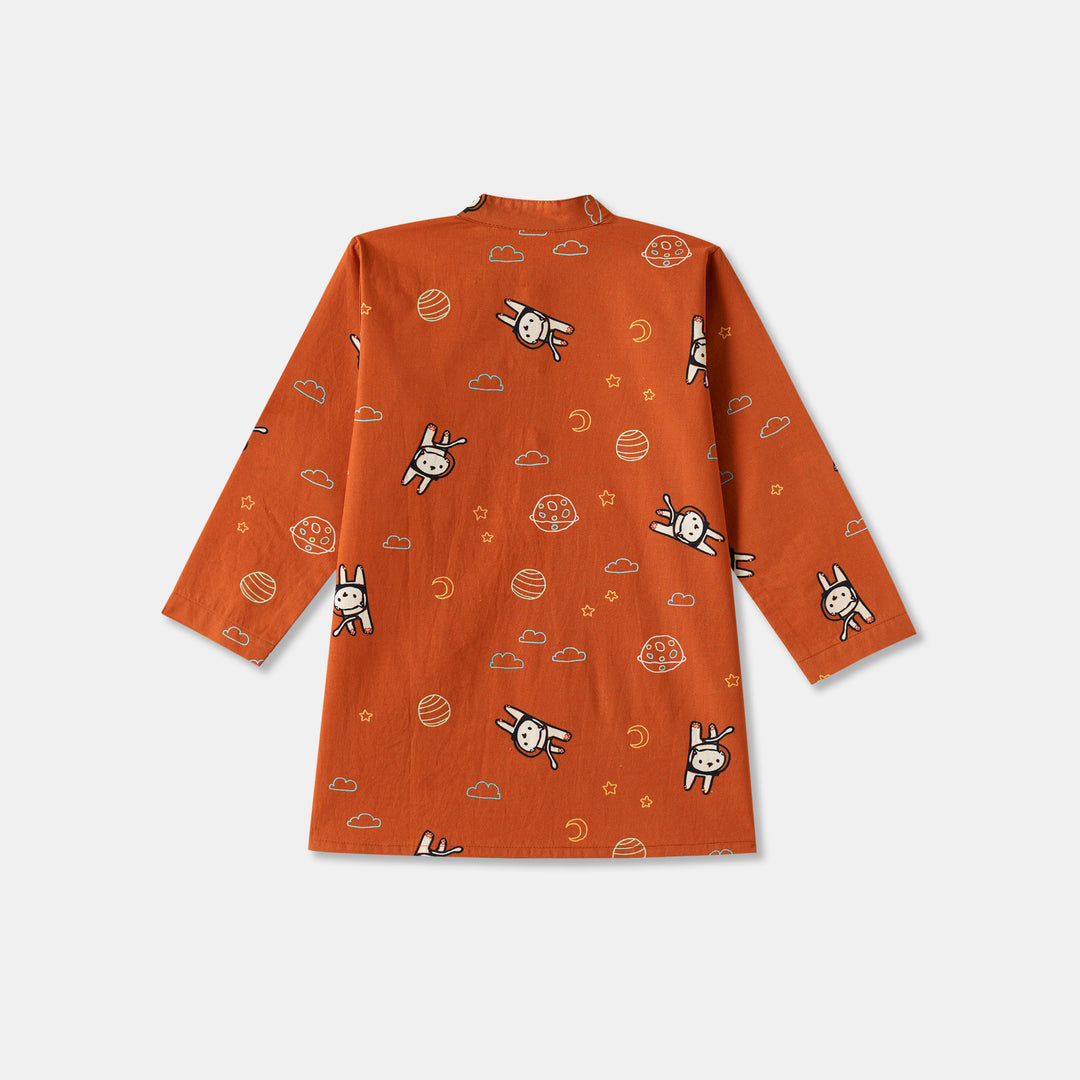 Planet & Astrounaut Print Kurta Pajama Set
