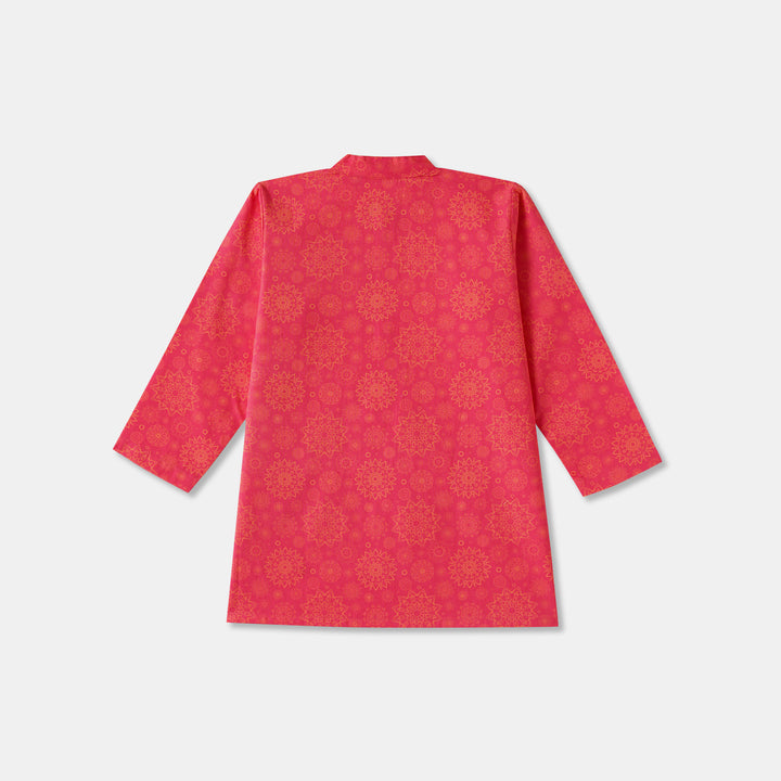 Pink Floral Mandala Motif Print Kurta Pajama Set