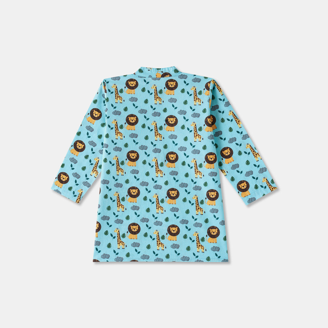 Lion & Giraffe Print Kurta Pajama Set