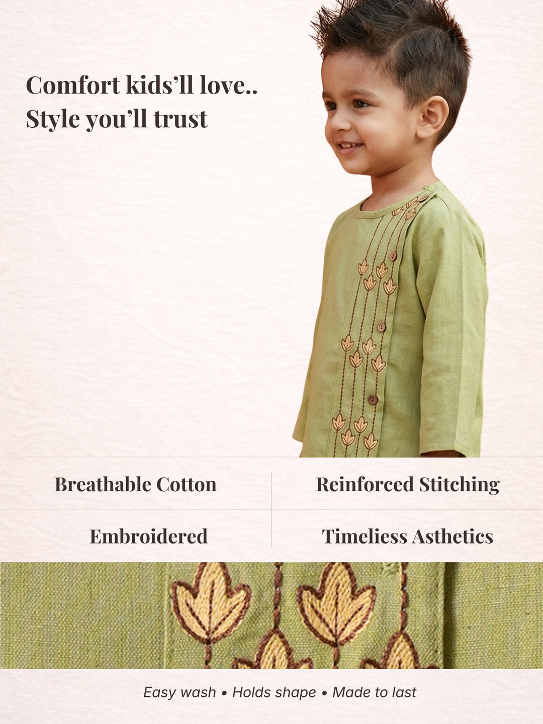 Green Embroidered Kurta Dhoti Set
