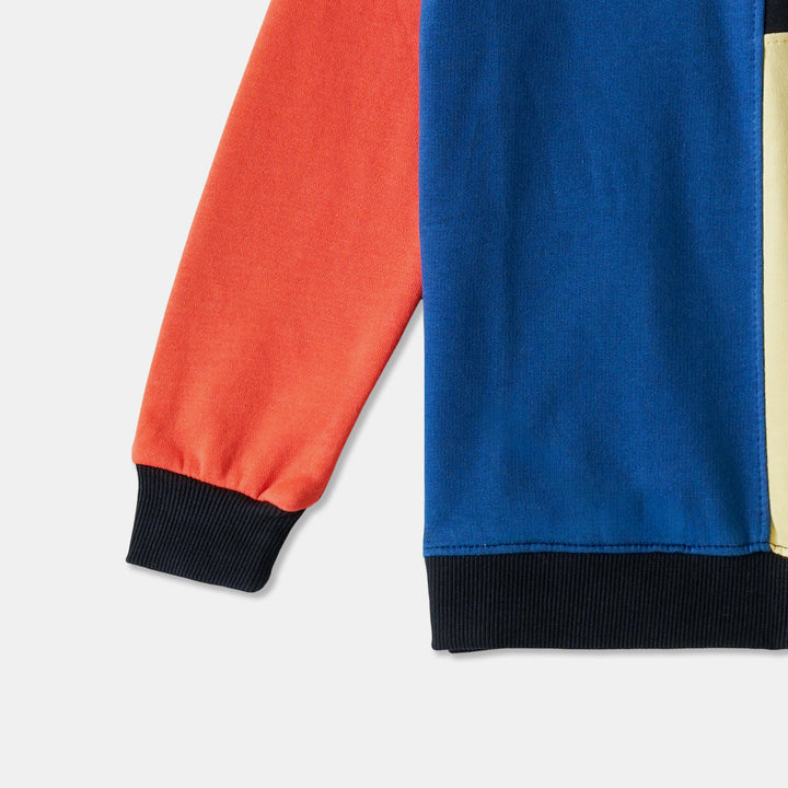 Blue/Black Color-Block Hoodie for Boys