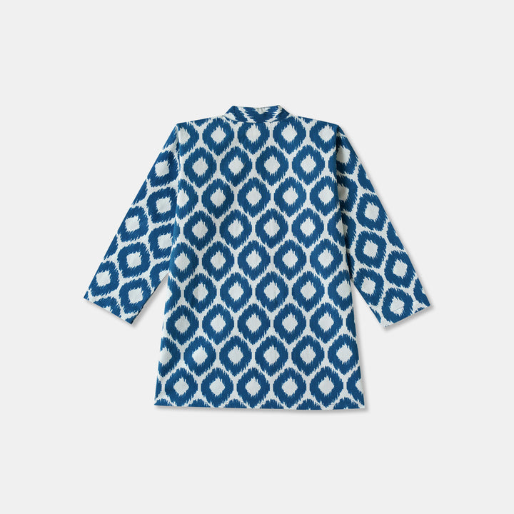 Blue Ikat Kurta Pajama Set
