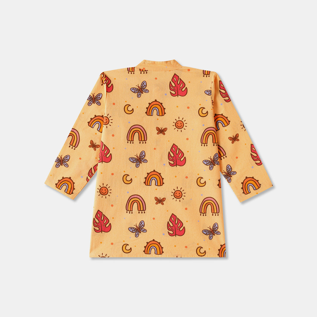 Rainbow & Butterfly Print Kurta Pajama Set