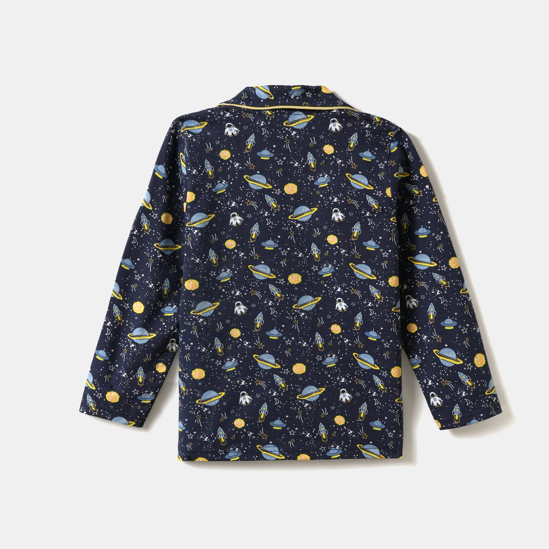 Navy Blue Night Suit with Space Print