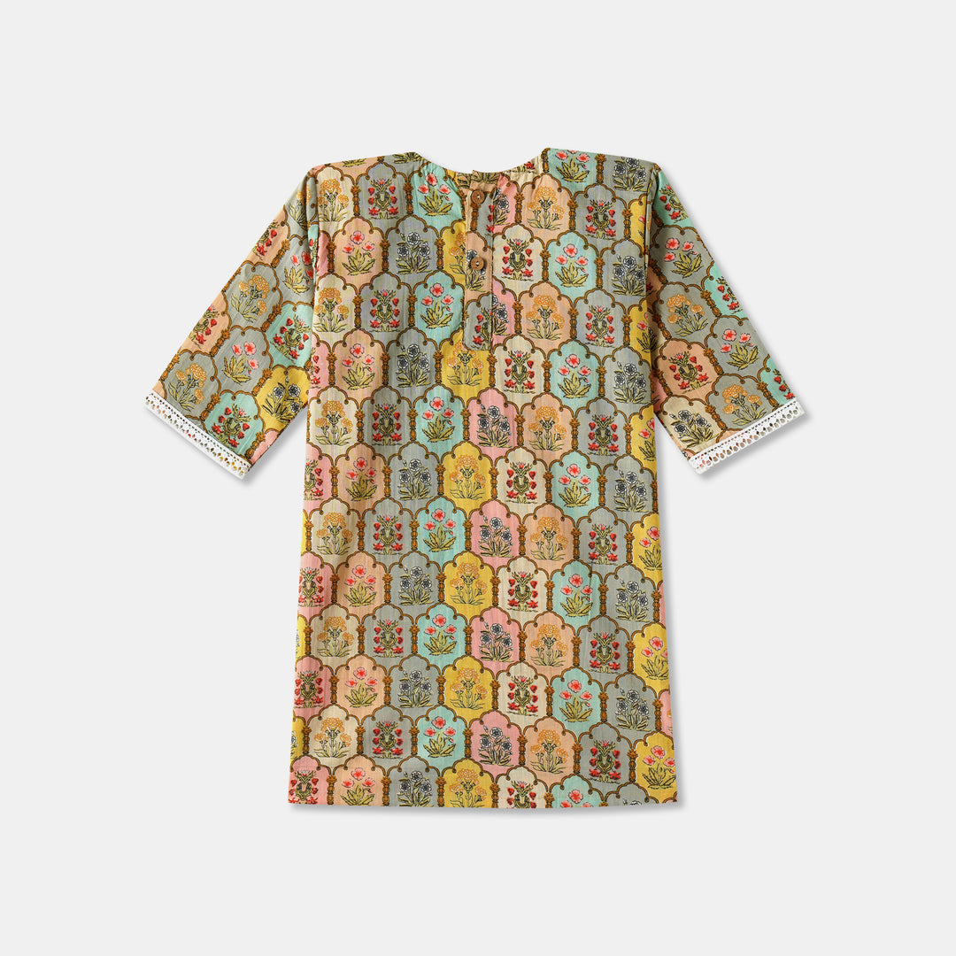 Multicolor Floral Kurti Pajama & Dupatta