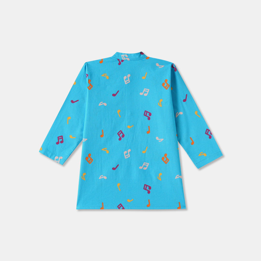 Musical Notes Print Kurta Pajama Set