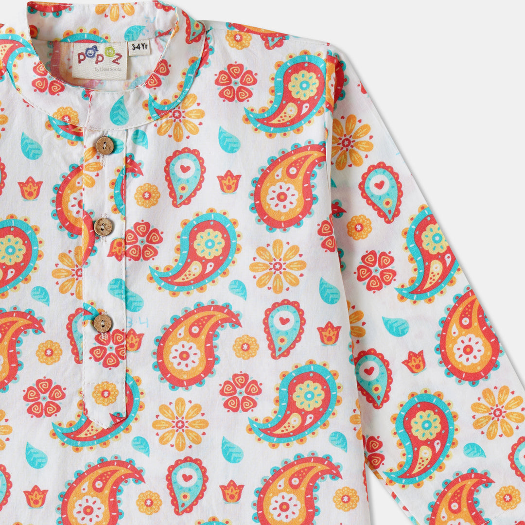 Floral Paisley Print Kurta Pajama Set