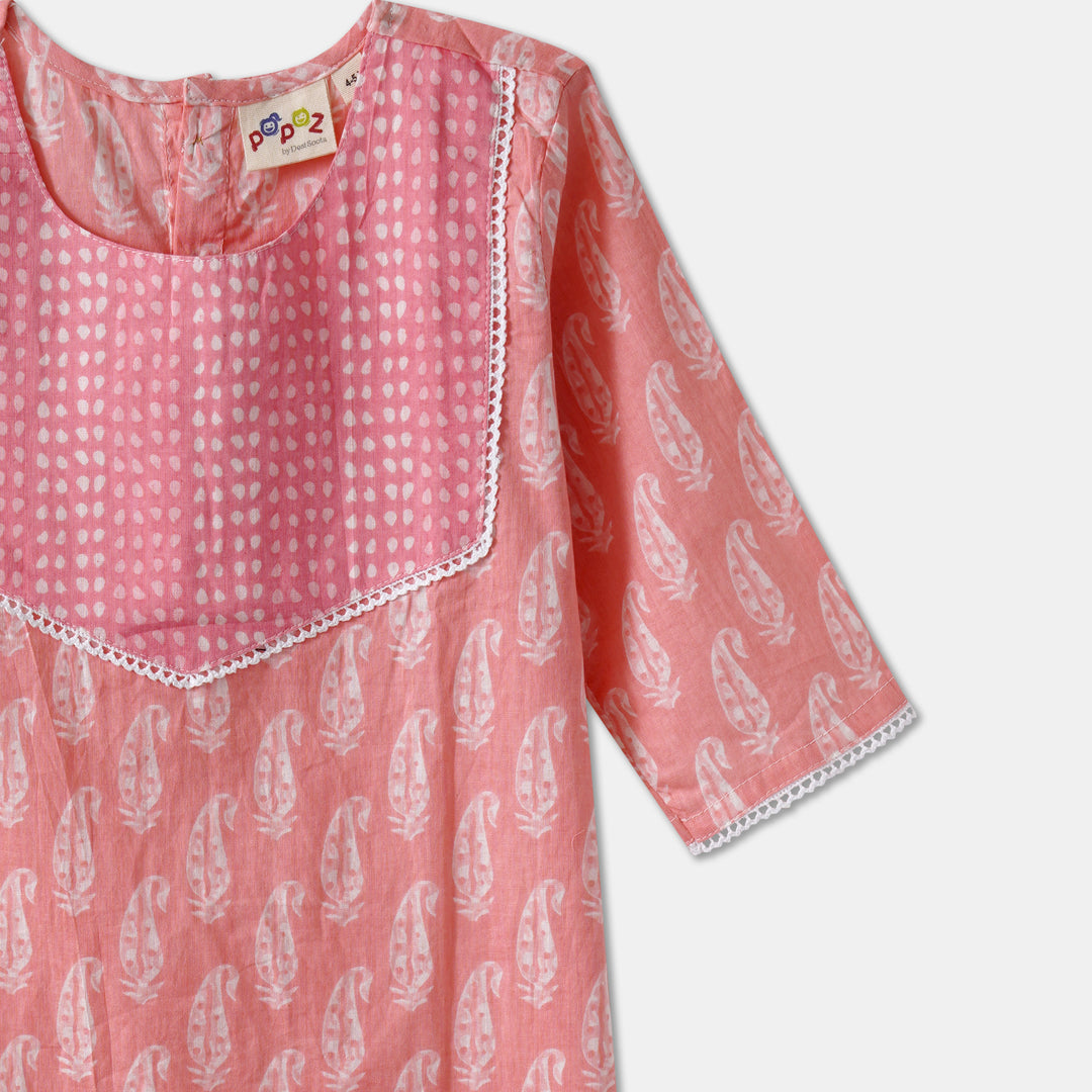 Girls Pink Kurti and Pajama with Dupatta